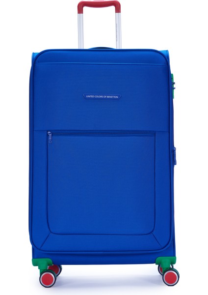 Benetton 3'lü Valiz Seti Lüx Kumaş Valiz Mavi Bnt2800