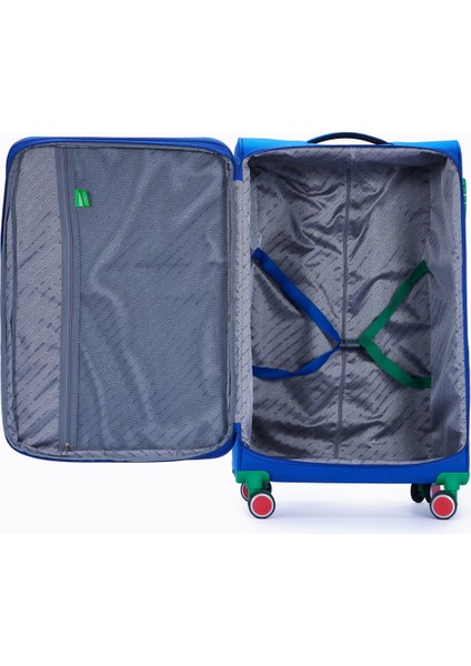 Benetton 3'lü Valiz Seti Lüx Kumaş Valiz Mavi Bnt2800