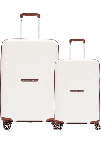 Benetton Polipropilen 2'Li Valiz Seti Beyaz BNT3000 (BÜYÜK + KABİN)