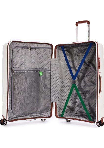 Benetton Polipropilen 2'Li Valiz Seti Beyaz BNT3000 (BÜYÜK + KABİN) indirimleri