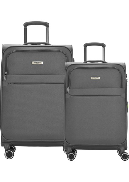 2'li Valiz Seti Orta Ve Kabin Boy Lüx Kumaş Valiz Antrasit 04pc6000