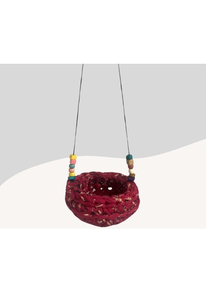 Muhabbet Kuşları Için Hamak Salıncak Desenli Kırmızı 7cm