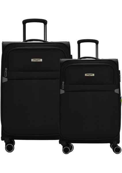 2'li Valiz Seti Orta Ve Kabin Boy Lüx Kumaş Valiz Siyah 04pc6000