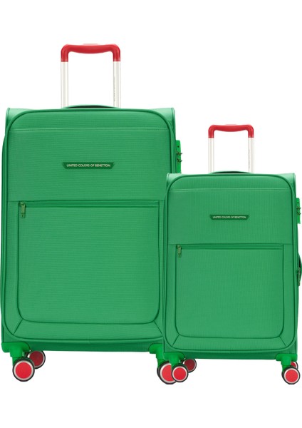 Benetton 2'li Valiz Seti Büyük Ve Kabin Boy Lüx Kumaş Valiz Yeşil Bnt2800