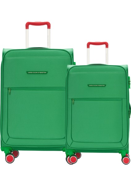 Benetton 2'li Valiz Seti Büyük Ve Orta Boy Lüx Kumaş Valiz Yeşil Bnt2800