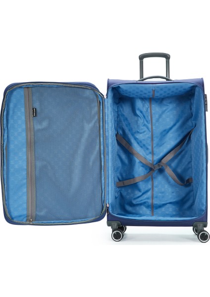 2'li Valiz Seti Orta Ve Kabin Boy Lüx Kumaş Valiz Lacivert 04pc6000 indirimleri