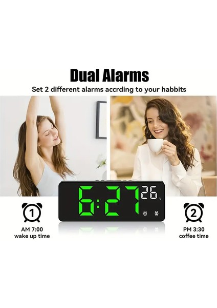 Fantez Temalı Dijital Alarm Saat, Ayna Yüzeyi, LED Ekran,