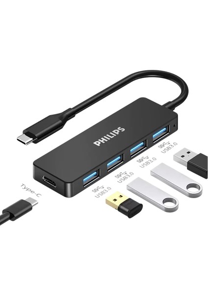 Phılıps SWR1603G/93-0.2 Type-C To 4xusb 3.0 Çoklayıcı 20CM Kablolu