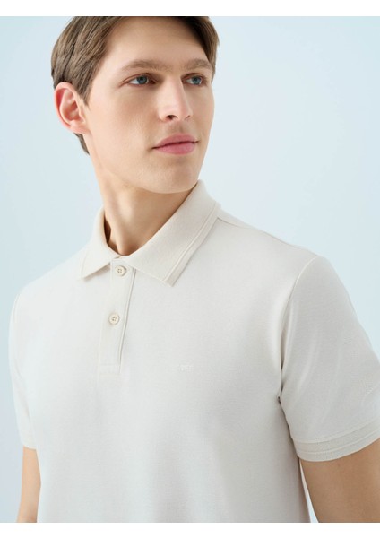 Regular Fit Polo Krem Erkek T-Shirt LF2035136