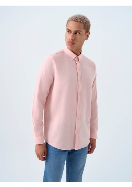 Regular Fit Uzun Kol Pudra Erkek Gömlek LF2040017