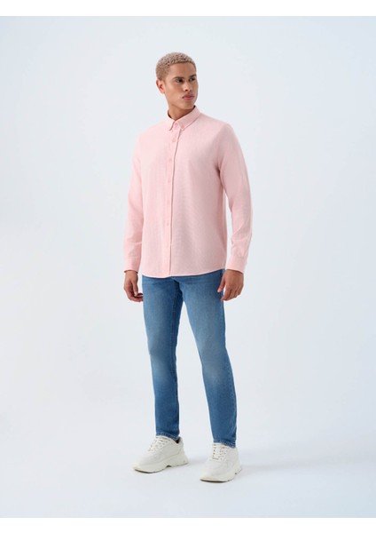 Regular Fit Uzun Kol Pudra Erkek Gömlek LF2040017