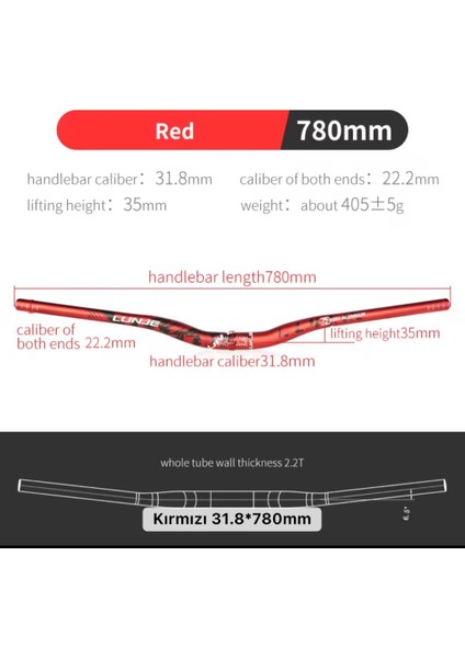 All Ride Açılı 9mm Gidon Kırmızı 31.8mm fırsatları