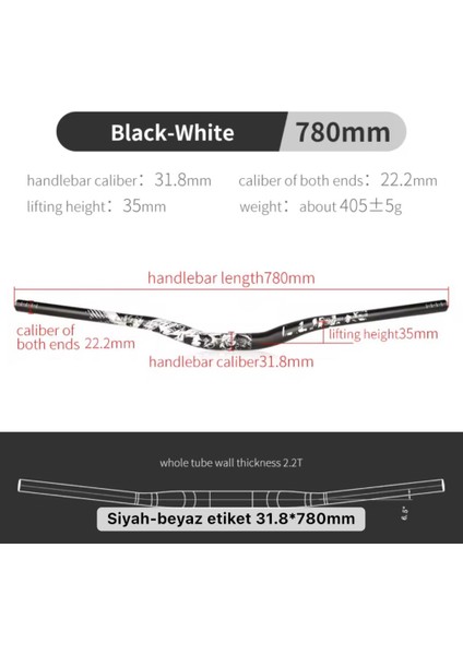 All Ride Açılı 9mm Gidon Siyah 31.8mm