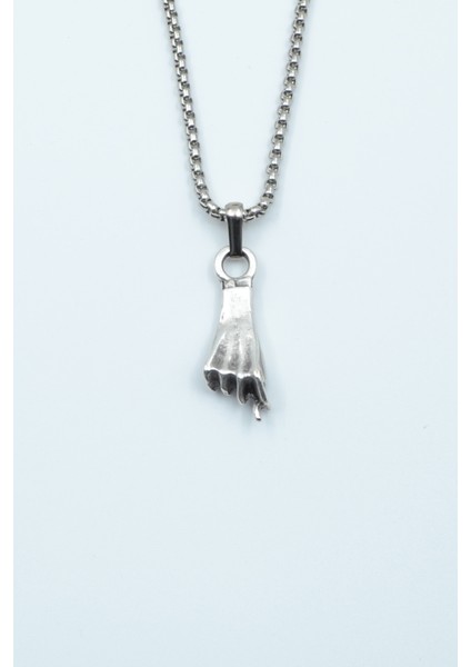 Nah El Hareketi Örme Zincir Kolye - Gümüş Kaplama - Erkek Kadın Kolye - NO:1512