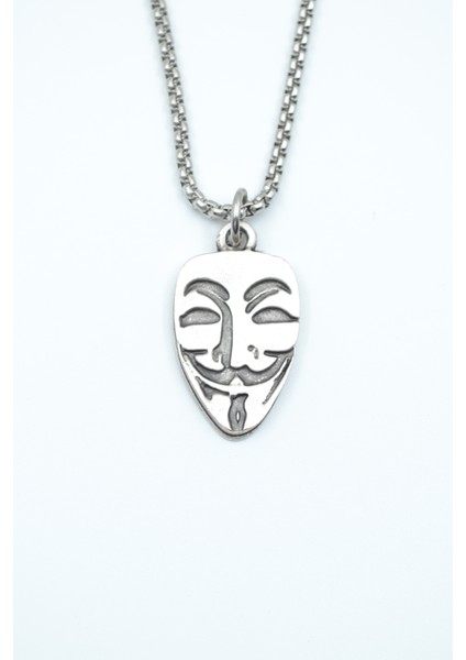 V For Vendetta Örme Zincir Kolye - Gümüş Kaplama - Erkek Kadın Kolye - NO:1304