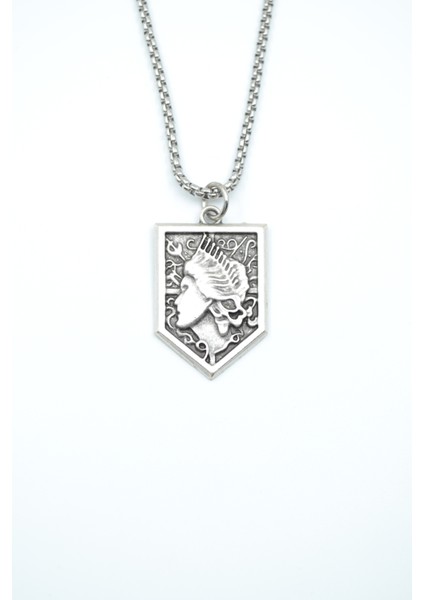 Anime Attack On Titan Sina Gümüş Kaplama Örme Zincir Kolye