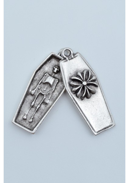 Tabut - İskelett Kolye Ucu - Antik Gümüş Kaplama - Kod:219