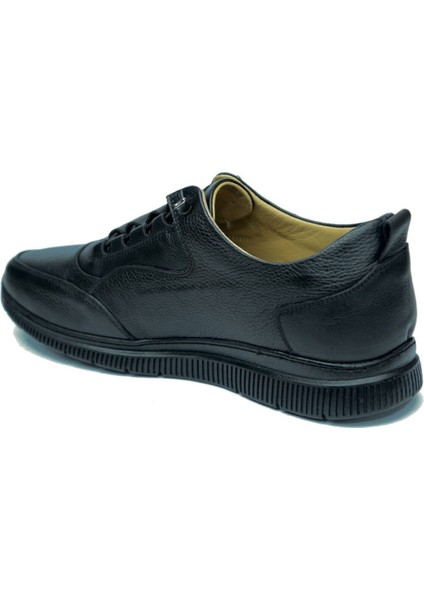 Siyah Deri Erkek Sneaker Ayakkabı