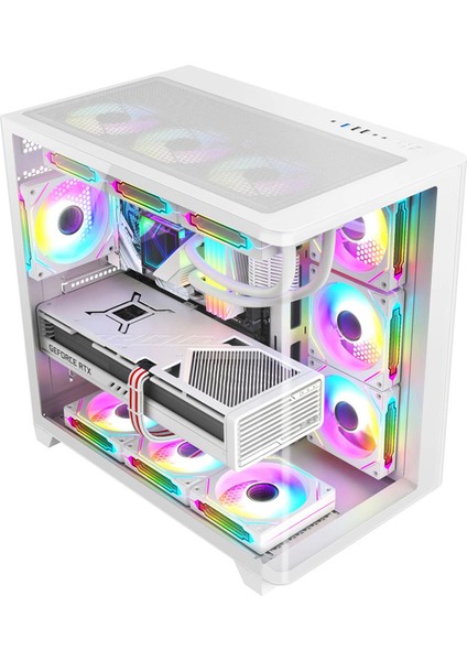 Ocean Curved Pro Beyaz 7x Argb Fan USB 3.0 750W 80+ White Atx Gaming Atx Bilgisayar Kasası Beyaz