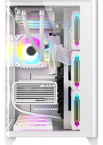 Ocean Curved Pro Beyaz 7x Argb Fan USB 3.0 750W 80+ White Atx Gaming Atx Bilgisayar Kasası Beyaz