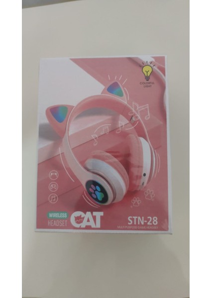 Arell Teknoloji Lila Bluetooth 5.0 Mikrofonlu Kablosuz Yüksek Ses Akıllı LED Işıklı Kedi Patili Rgb Mor Kulaklık