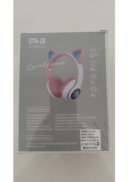 Arell Teknoloji Lila Bluetooth 5.0 Mikrofonlu Kablosuz Yüksek Ses Akıllı LED Işıklı Kedi Patili Rgb Mor Kulaklık