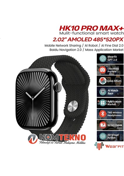 NOM TEKNO / HK10 PRO MAX PLUS AKILLI SAAT(ÇİFT KORDON) SLİM KASA