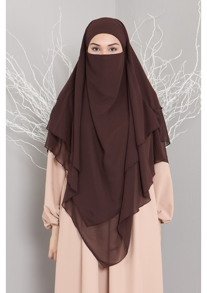 3 Katlı Sufle Khimar Hijap Tesettür Hazır Şal