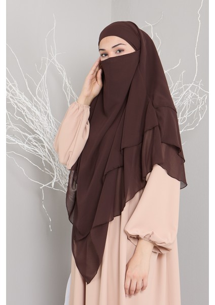 3 Katlı Sufle Khimar Hijap Tesettür Hazır Şal