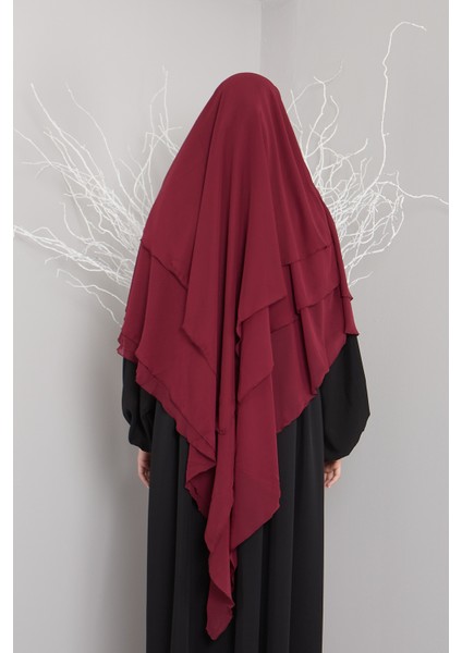 3 Katlı Sufle Khimar Hijap Tesettür Hazır Şal