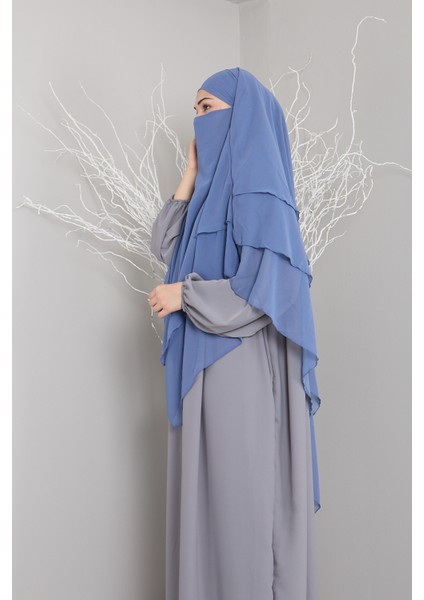 3 Katlı Sufle Khimar Hijap Tesettür Hazır Şal