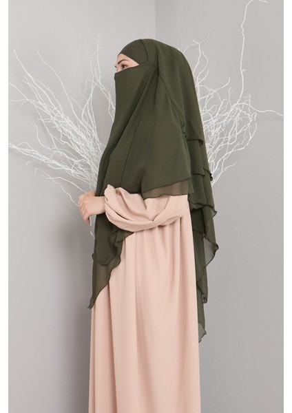 3 Katlı Sufle Khimar Hijap Tesettür Hazır Şal