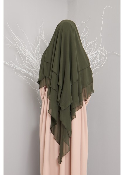 3 Katlı Sufle Khimar Hijap Tesettür Hazır Şal