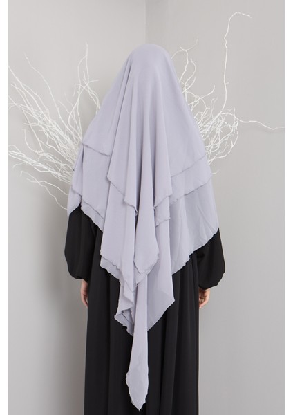 3 Katlı Sufle Khimar Hijap Hazır Tesettür Şal