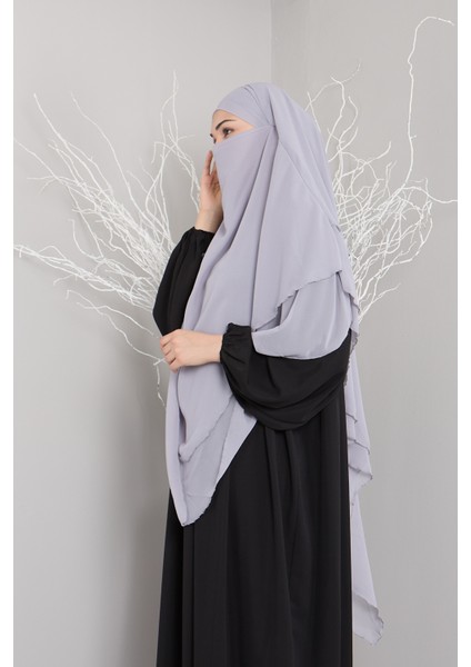 3 Katlı Sufle Khimar Hijap Hazır Tesettür Şal