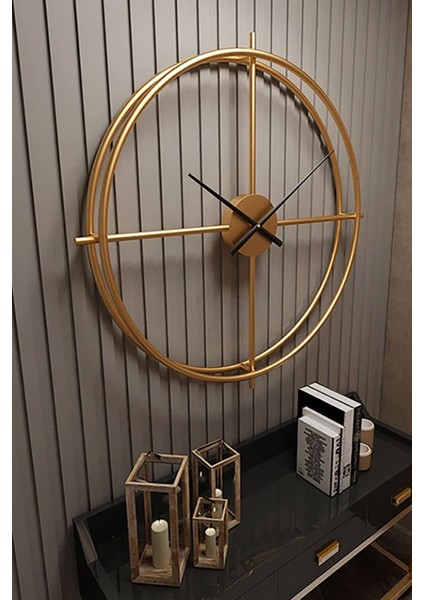Iskandinav Xxl 90 cm Gold, Ispanyol ve Iskandinav Tarzı Ferforje Metal Minimalist Duvar Saati modelleri