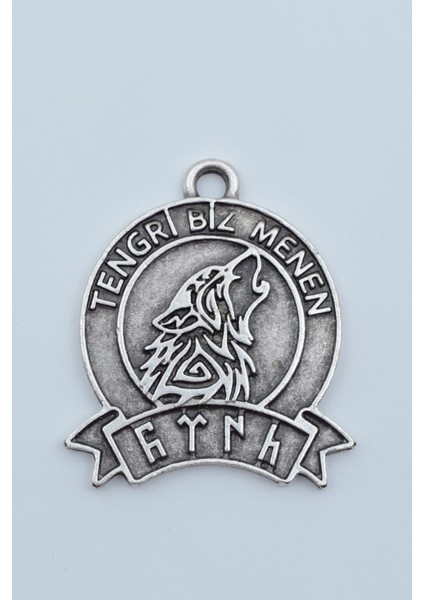 Tengri Biz Menen Göktürkçe Gümüş Kaplama Kolye Ucu