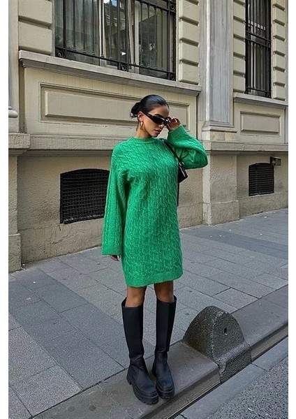 Melanie Örgü Desen Mini Elbise 2537-02