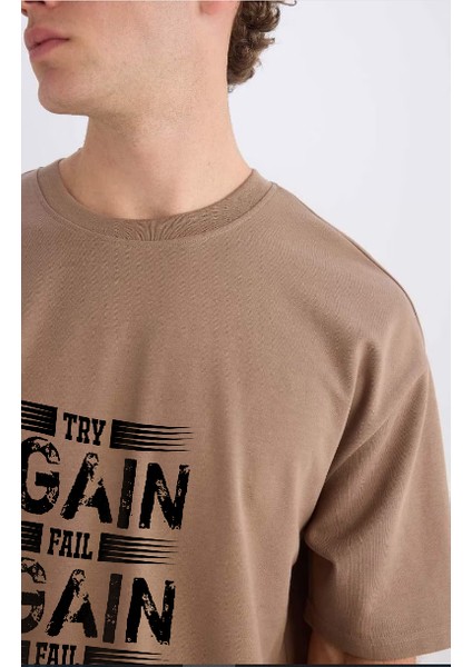 Kısa Kollu Tişört Unisex Erkek Kadın Baskılı Oversize Text T-Shirt