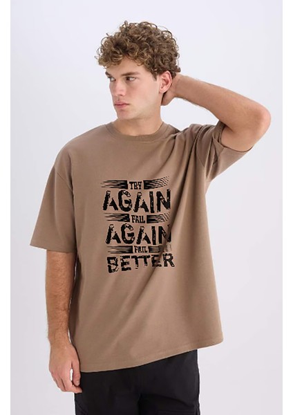 Kısa Kollu Tişört Unisex Erkek Kadın Baskılı Oversize Text T-Shirt
