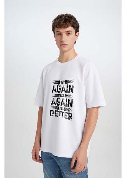 Kısa Kollu Tişört Unisex Erkek Kadın Baskılı Oversize Text T-Shirt