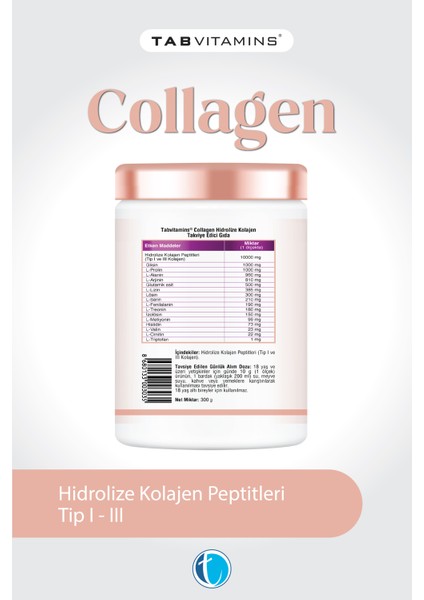 Collagen 30 Servis Aromasız Hidrolize Kolajen Peptitleri Tip 1 Tip 3