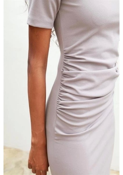 Fancy Büzgülü Midi Elbise 2695-8
