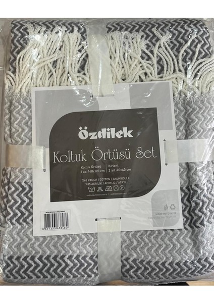 Koltuk Örtüsü Seti 3 Parça Antrasit