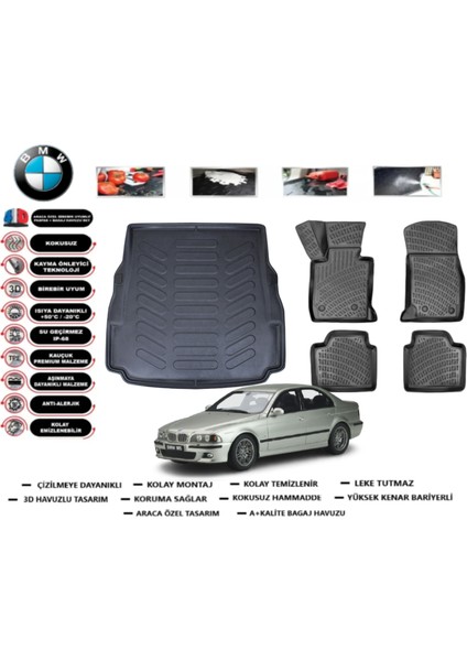 5 Serisi E39 1995-2004 Bagaj Havuzu+3d Araca Özel Paspas Takımı
