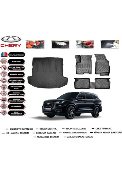 Tiggo 8 Pro Avantgarde Paket 2024 Model Bagaj Havuzu Araca Özel Paspas Takımı Prrox