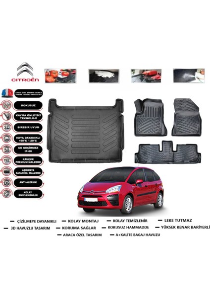 C4 Grand Picasso 7 Koltuk 2013 Model Bagaj Havuzu Araca Özel Paspas Takımı Prrox