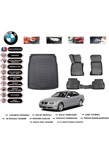 5 Serisi E60 2006 Model Bagaj Havuzu Araca Özel Paspas Takımı Flex