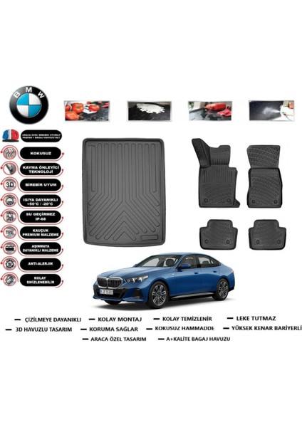 5 Serisi G60 2023 Model Bagaj Havuzu Araca Özel Paspas Takımı Flex