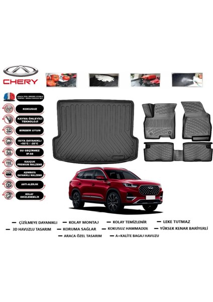 Tiggo 8 Pro 5 Koltuk (Tek Parça) 2025 Model Bagaj Havuzu Araca Özel Paspas Takımı Prrox